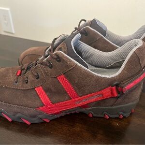 Women’s Allrounder by Mephisto Brown Suede Outdoor Shoes with Red Accents